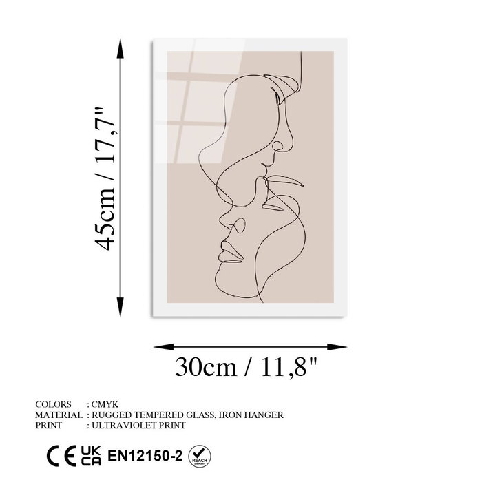 Wallity Cuadro Decorativo de Vidrio Templado Multicolor 30 x 45 cm